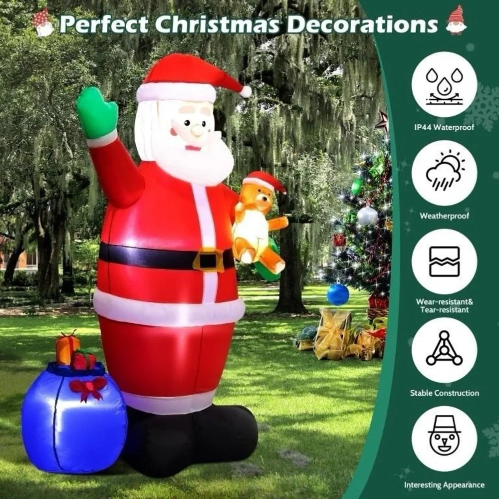7ft Inflatable Santa Claus with Gift Bag - Red and White